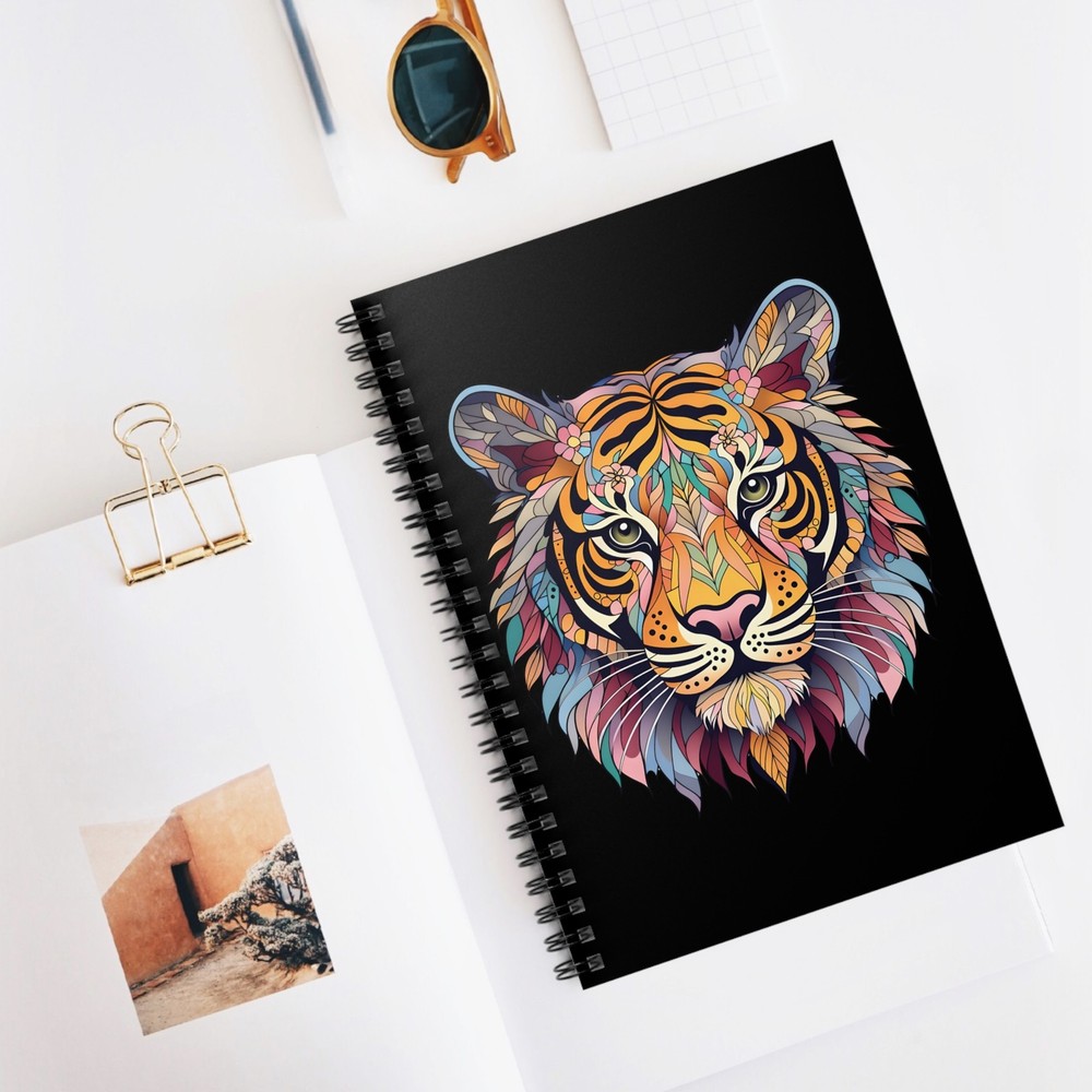 Colorful Tiger Head Notebook | Spiral Ruled Notebook