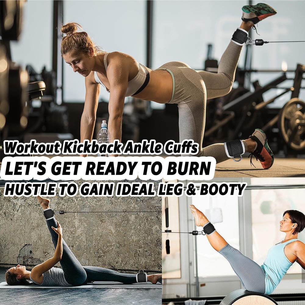 Adjustable Ankle Straps for Cable Machine Glute Kickbacks & Leg Workouts