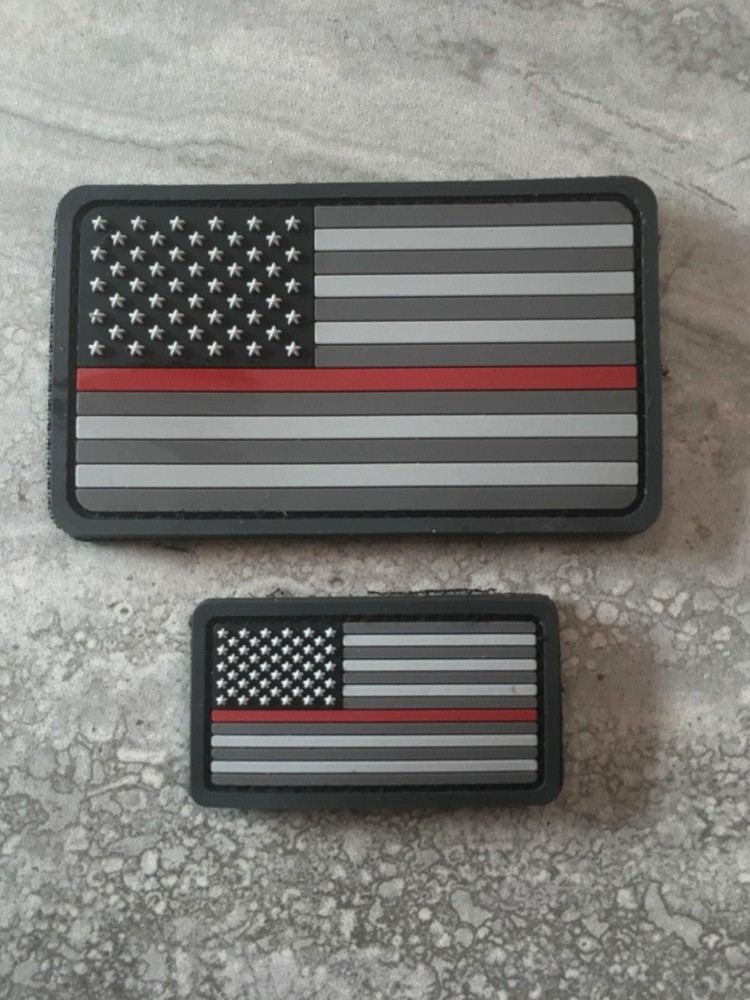 Subdued Thin Red Line American Flag PVC Patch