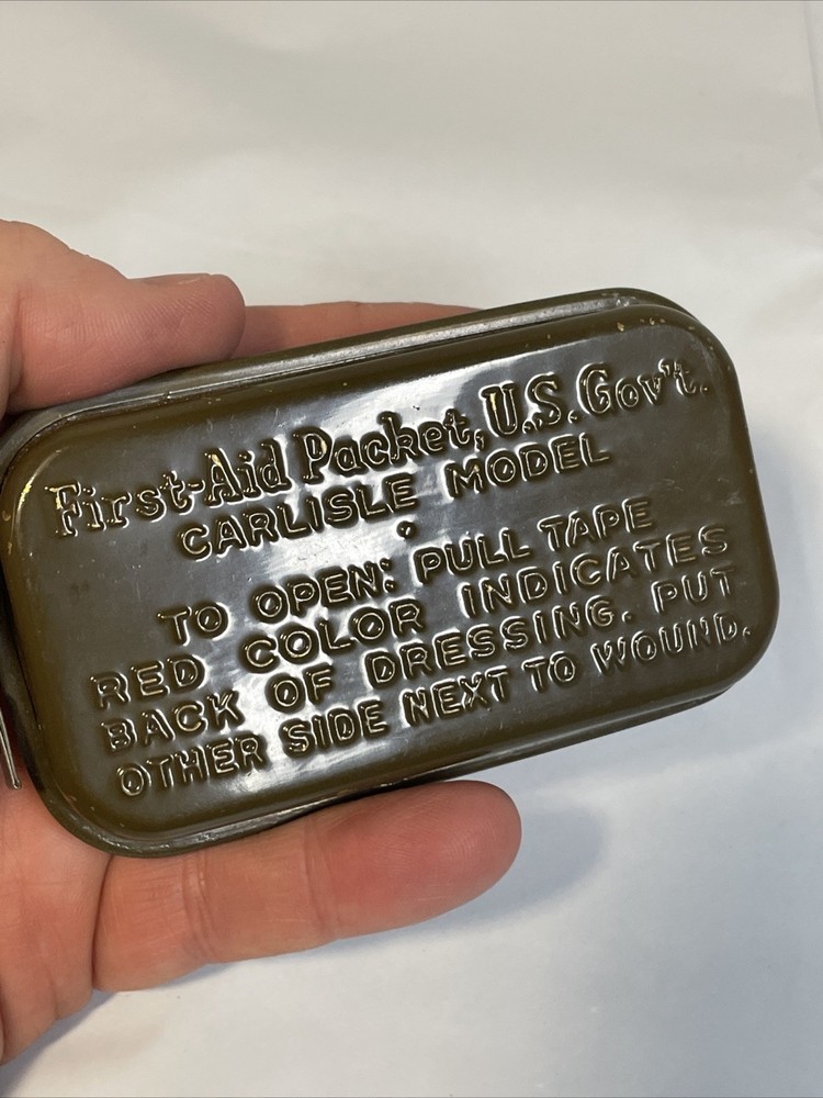 WWII US Army Infantry Medic First Aid Carlisle Bandage Tin Web Kit NICE Late War