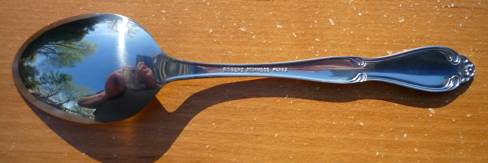 (4) Rogers Kenwood Korea CUS11 Stainless Flatware Monogram R Dinner Spoons