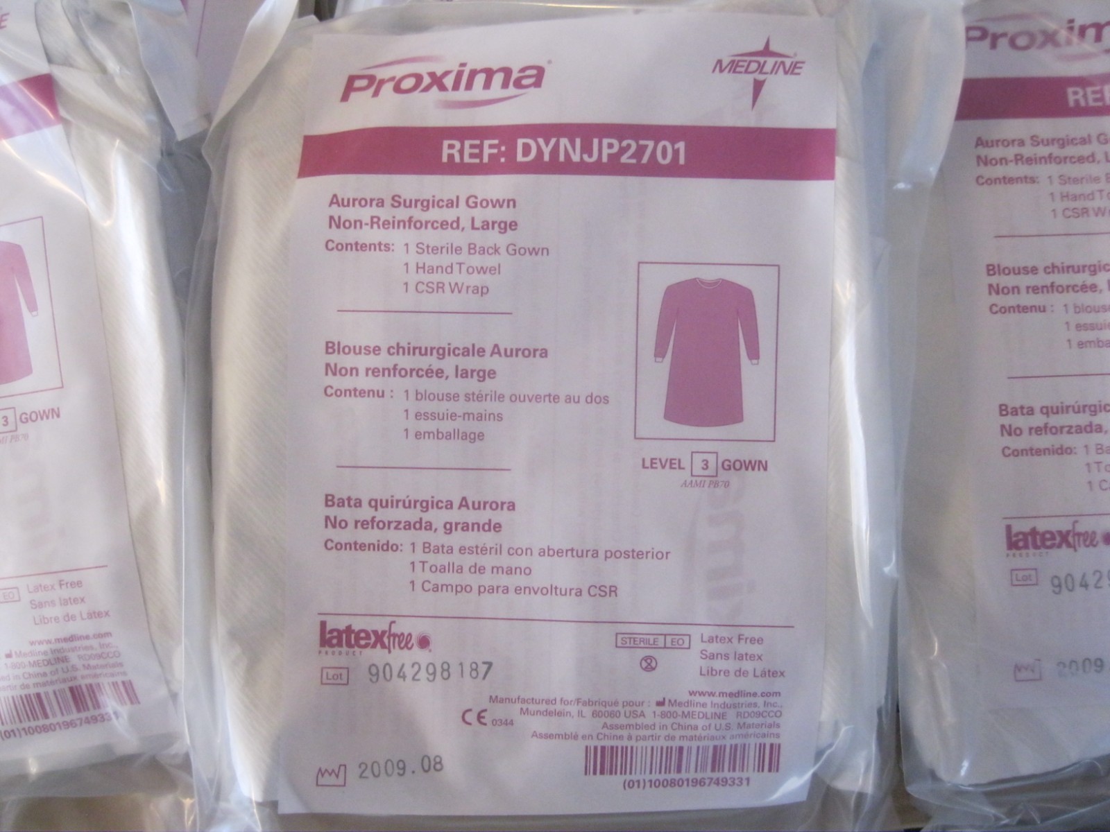 Lot of 2 PROXIMA Medline Sterile Level 3 Surgical Gowns LG