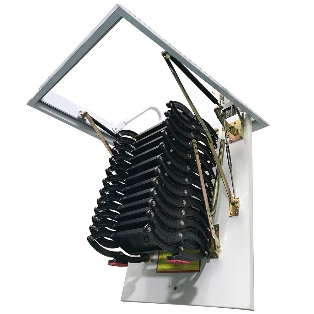 Attic Ceiling Ladder 10 ft Ceiling Mounted Folding Stairs Pull Down Ladder Black