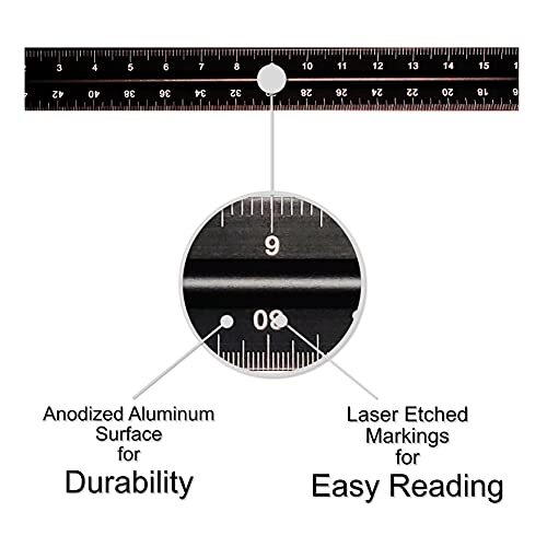 12 Inch Triangular Engineer Scale Ruler Anodized Solid Aluminum Core with Las...