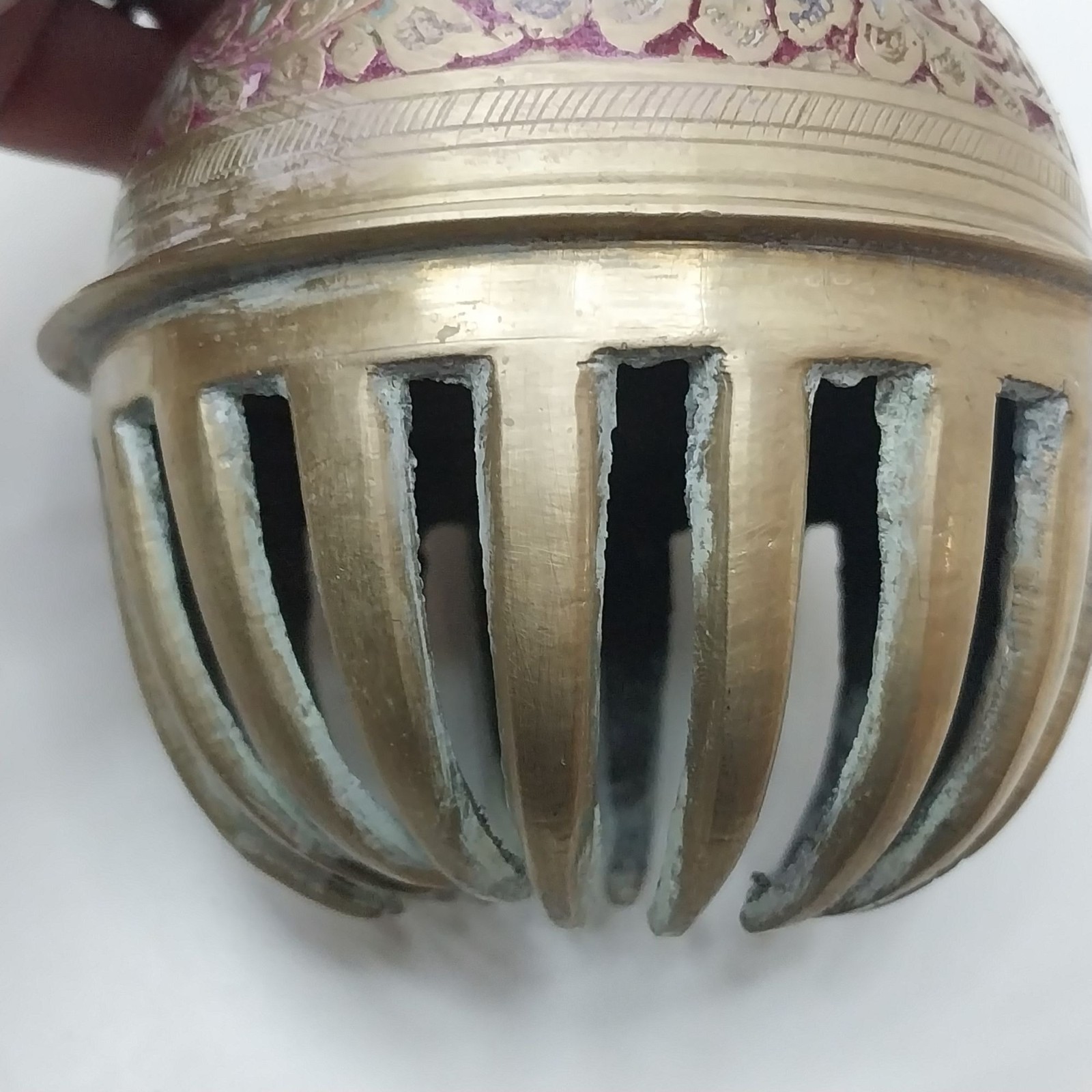 Vintage Brass Etched Elephant Claw Bell with Clapper Indian