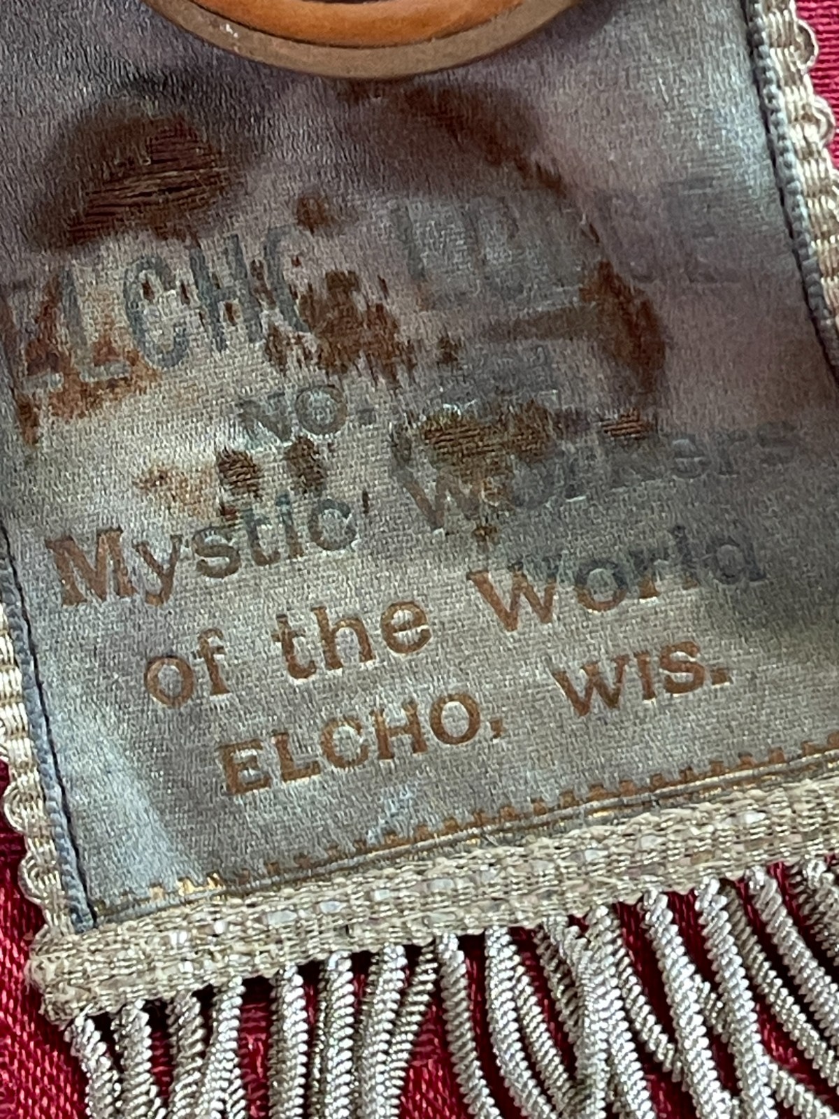 Mystic Workers of the World Elcho Wisconsin Celluloid Medal Award Funeral