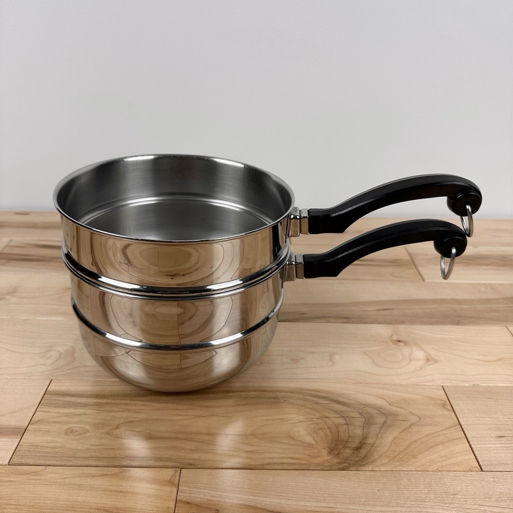 Farberware 7” Round Deep Stainless Double Boiler & Steamer Strainer Insert Set