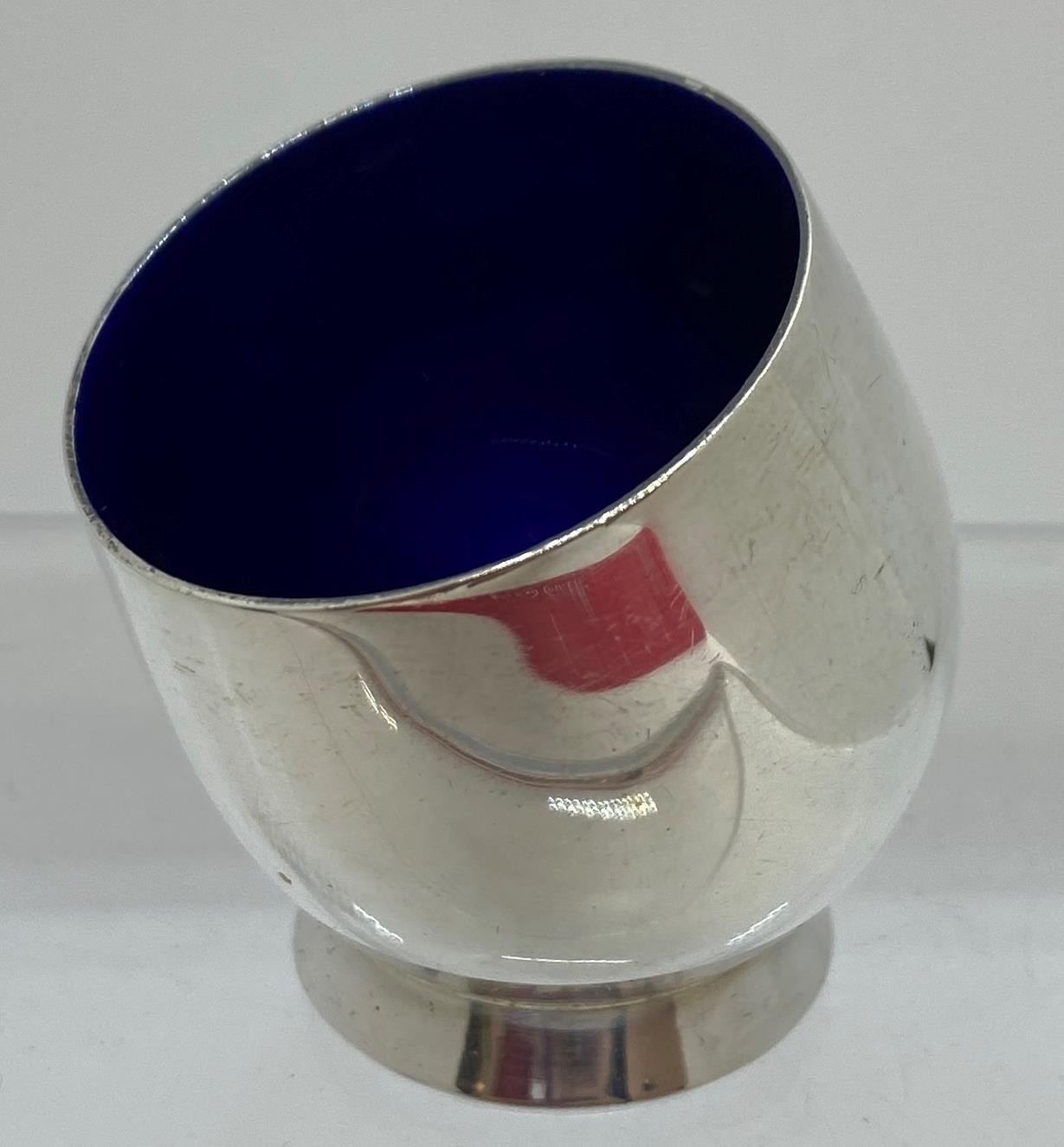A. Michelsen Denmark Sterling Silver Blue Enamel Salt Cellar M01