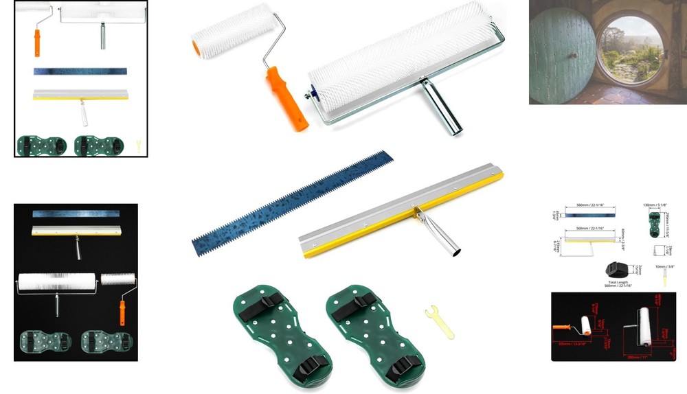 Professional Self-Leveling Tool Kit for Flooring: Rollers, Spike Shoes & Scraper