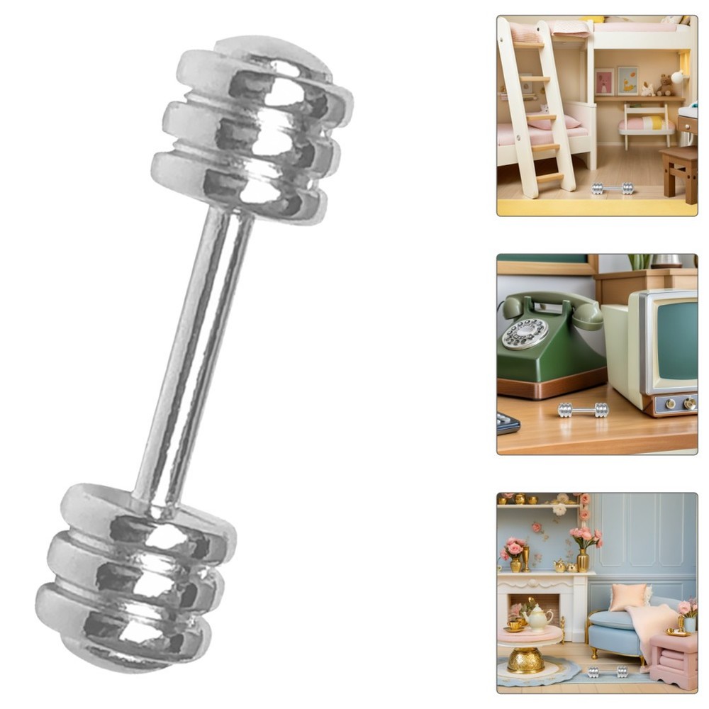 2 Pcs Mini House Decor Dumbbell Decoration Barbells Simulation Model