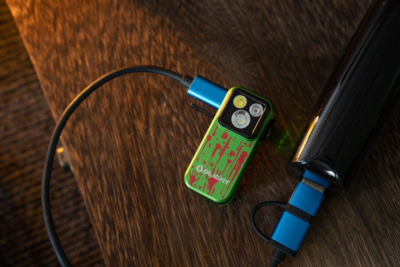 Olight Oclip Pro Zombie Green Clip-On Flashlight Red Light New