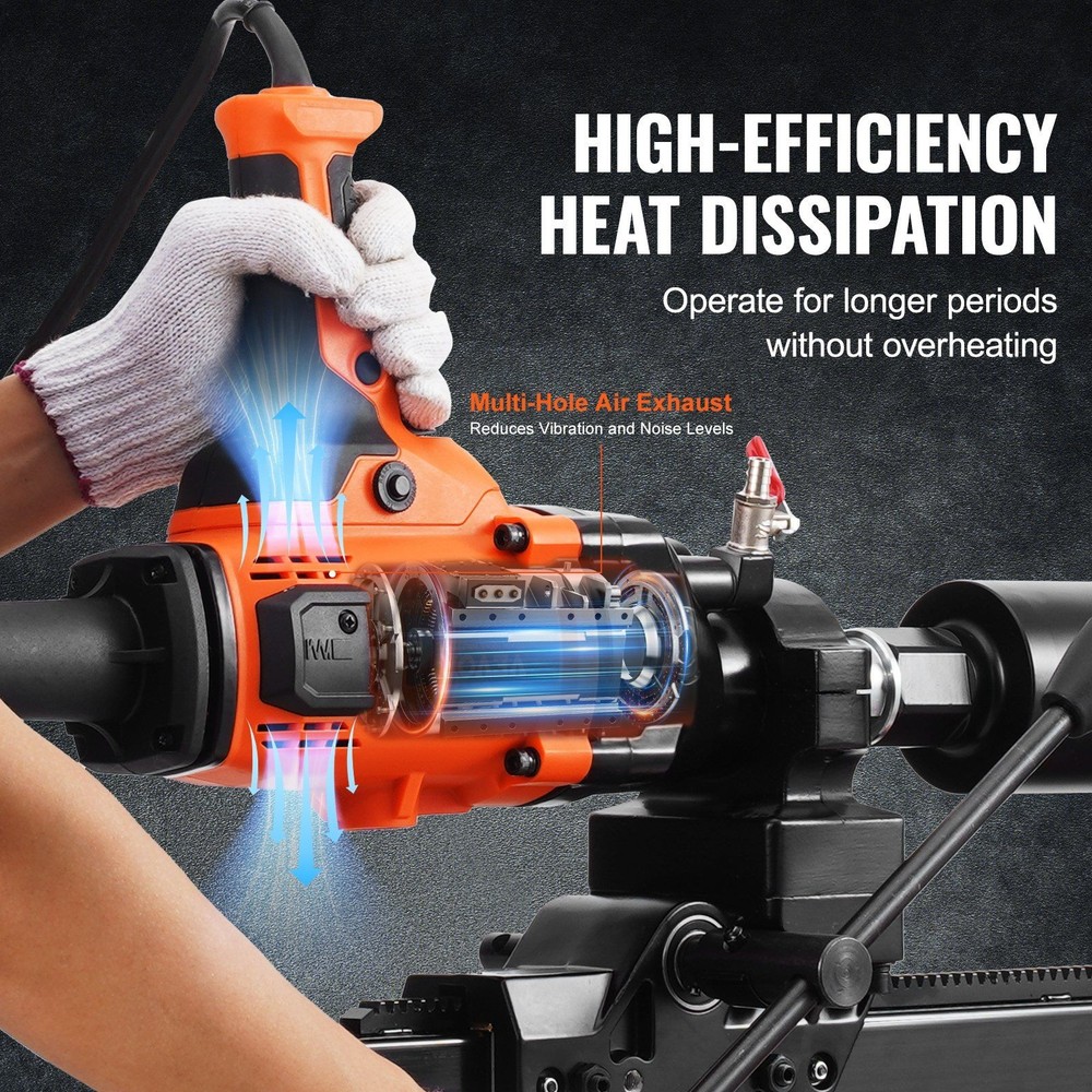 Versatile Core Drill 2000W Motor 0.8-6.3in Handheld & Base Use