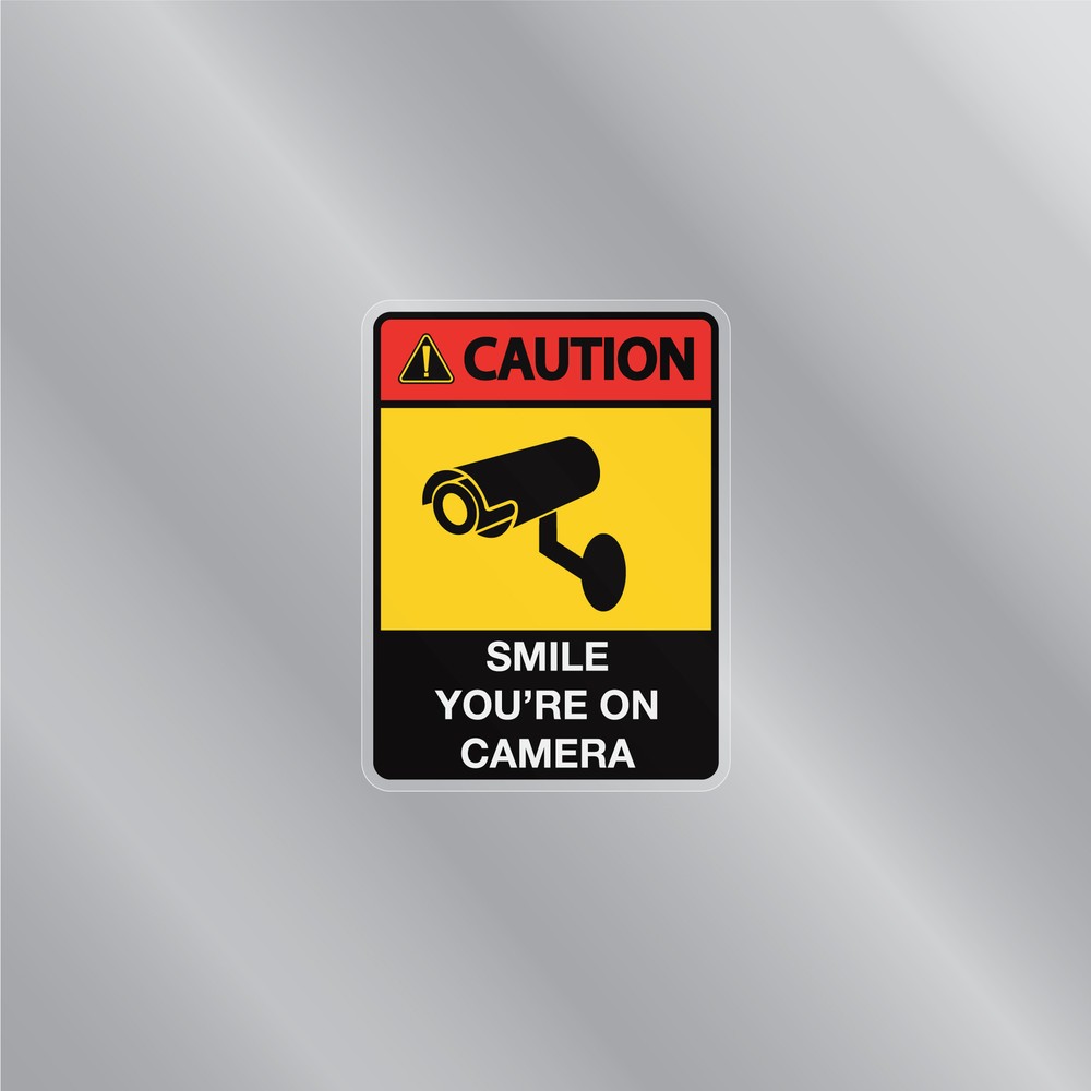 Caution Sign: Smile You're On Camera Security Front Static Cling