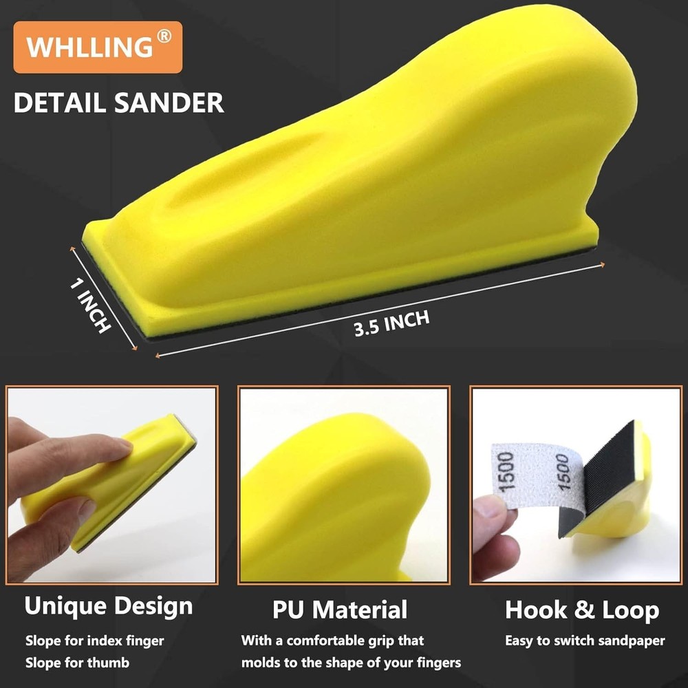 3.5” Micro Sander with 70PCS Hook and Loop Sandpaper - For Precision Detailing