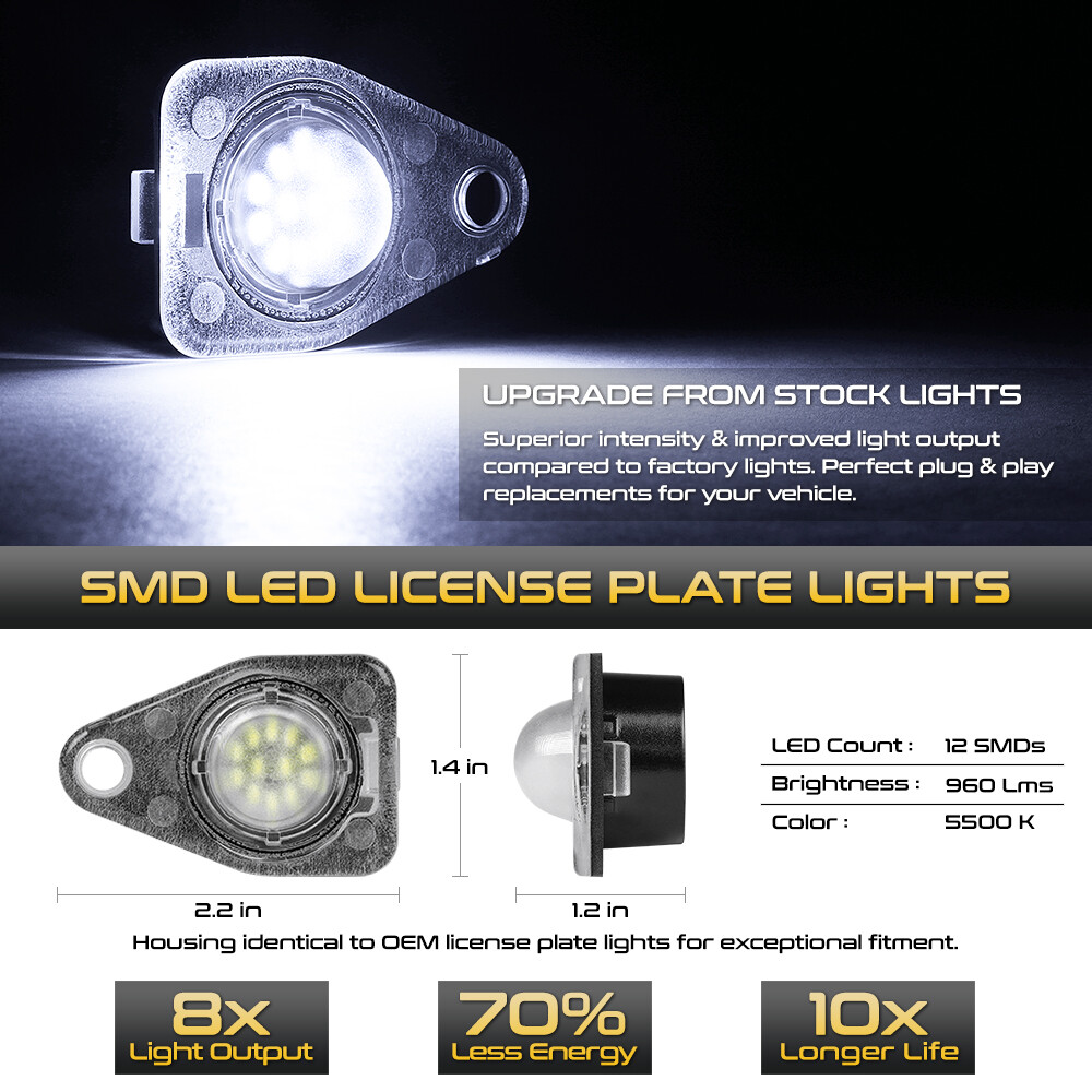 For Ford Expedition Freestar Taurus Navigator [FULL LED]License Plate Light Pair