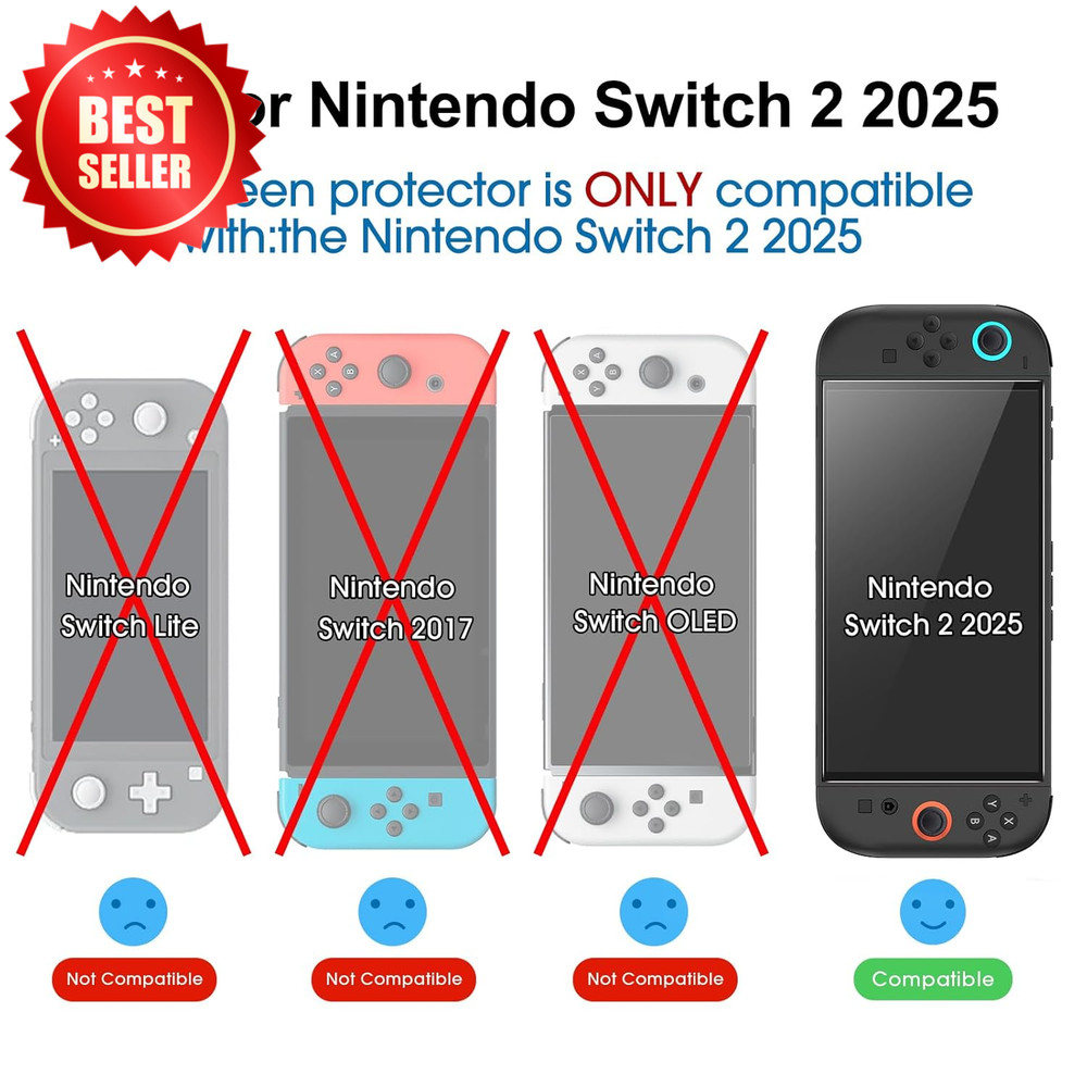 Auto-Alignment Nintendo Switch 2 Screen Protector 7.9", 2-Pack, Anti-Scratch
