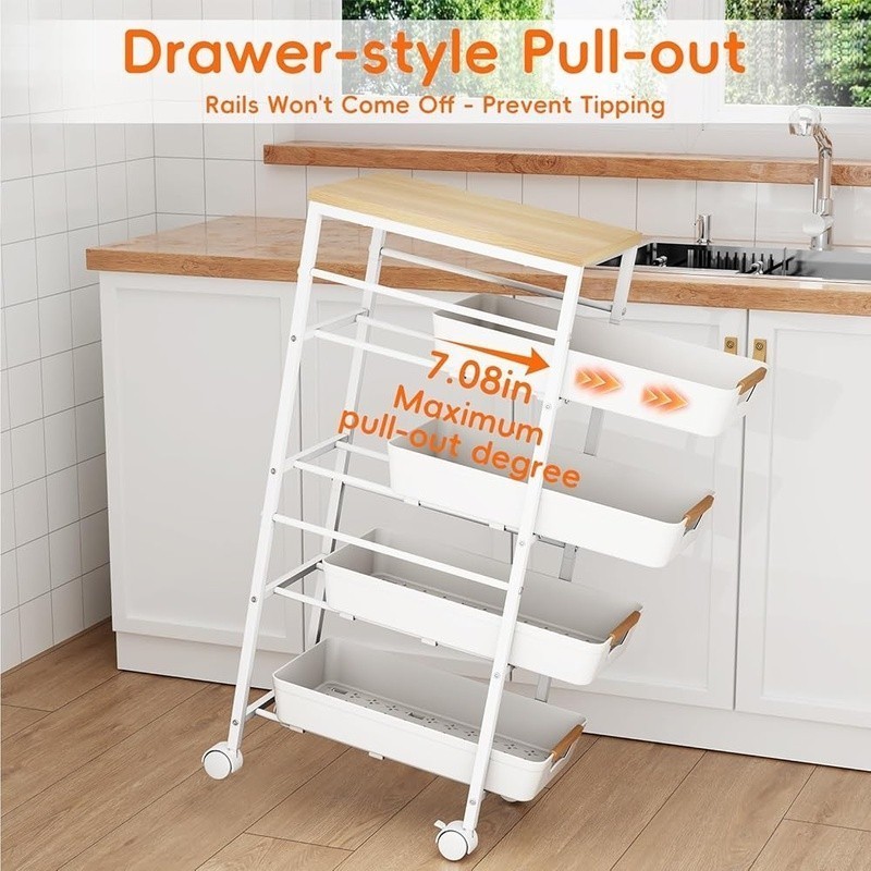 Versatile Rolling Utility Cart W/ Drawers Kitchen Storage & Organization New