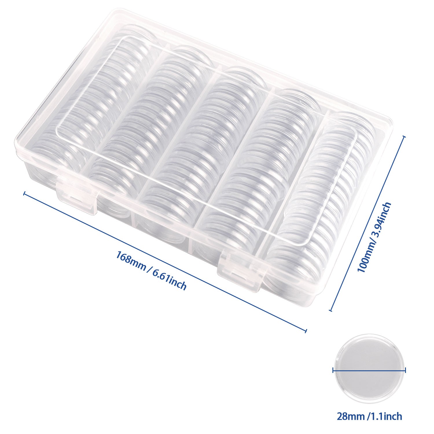 100 Direct Fit Airtight 25mm Coins Capsules Storage Holder for US Quarters