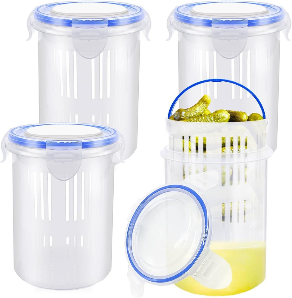 4 Pcs Pickle Container with 4 (24 oz/pcs), Transparent