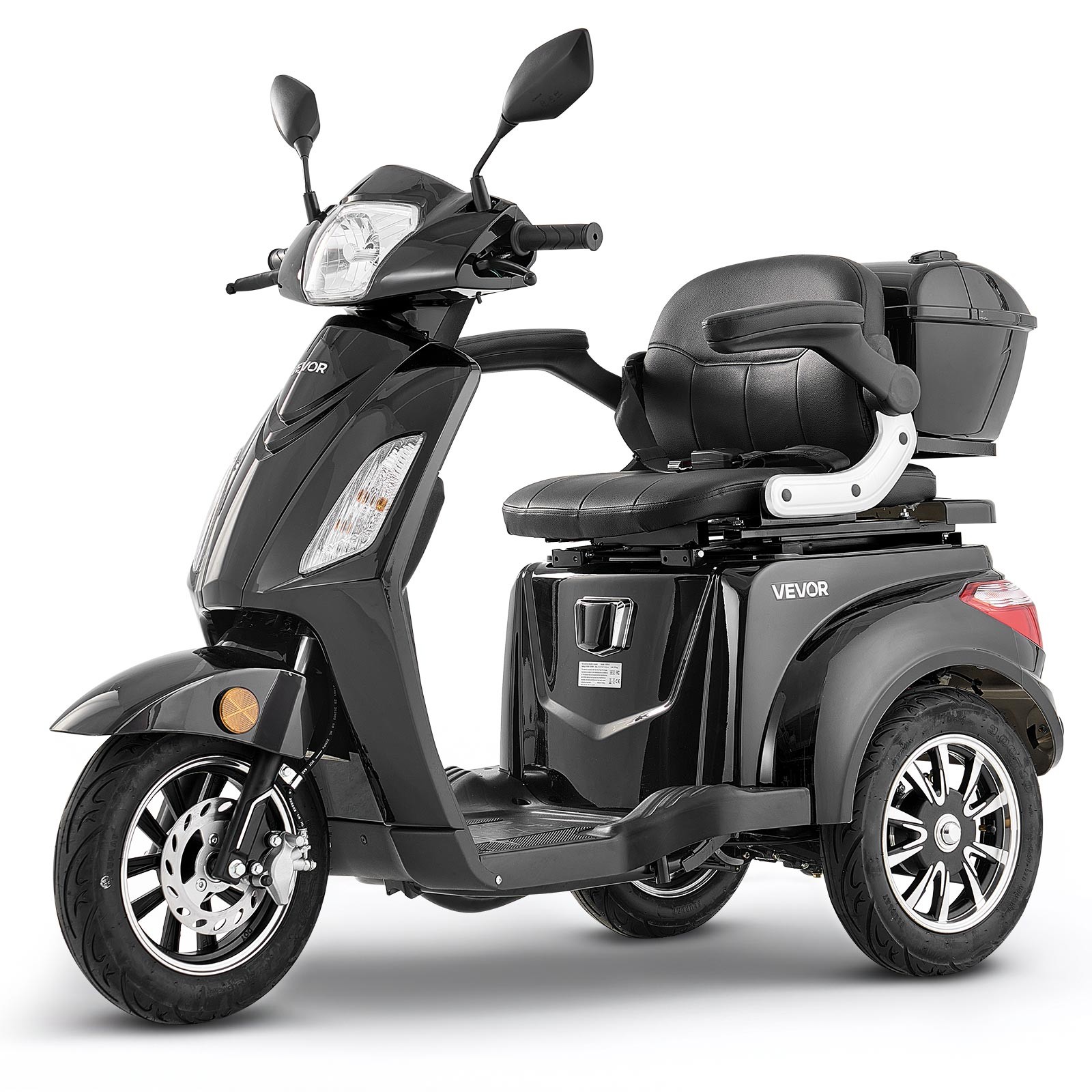 VEVOR Heavy Duty 3-Wheel Mobility Scooters 21.5 Miles 3-Speed 500lbs Capacity