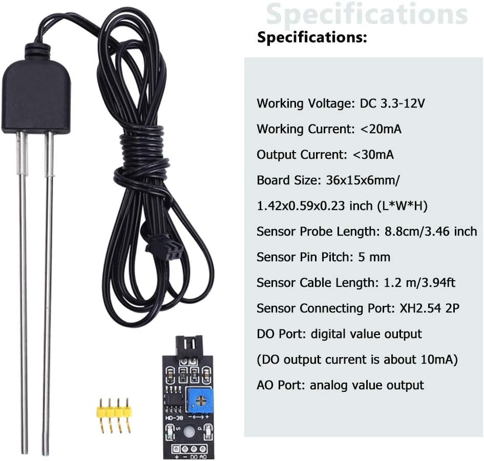 2 Sets Restive Soil Moture Meter, Soil Hygrometer Sensor Test Kit with Corrosio