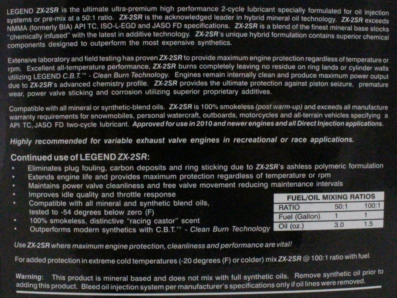 Legend ZX-2SR 2 Stroke Oil Gallon