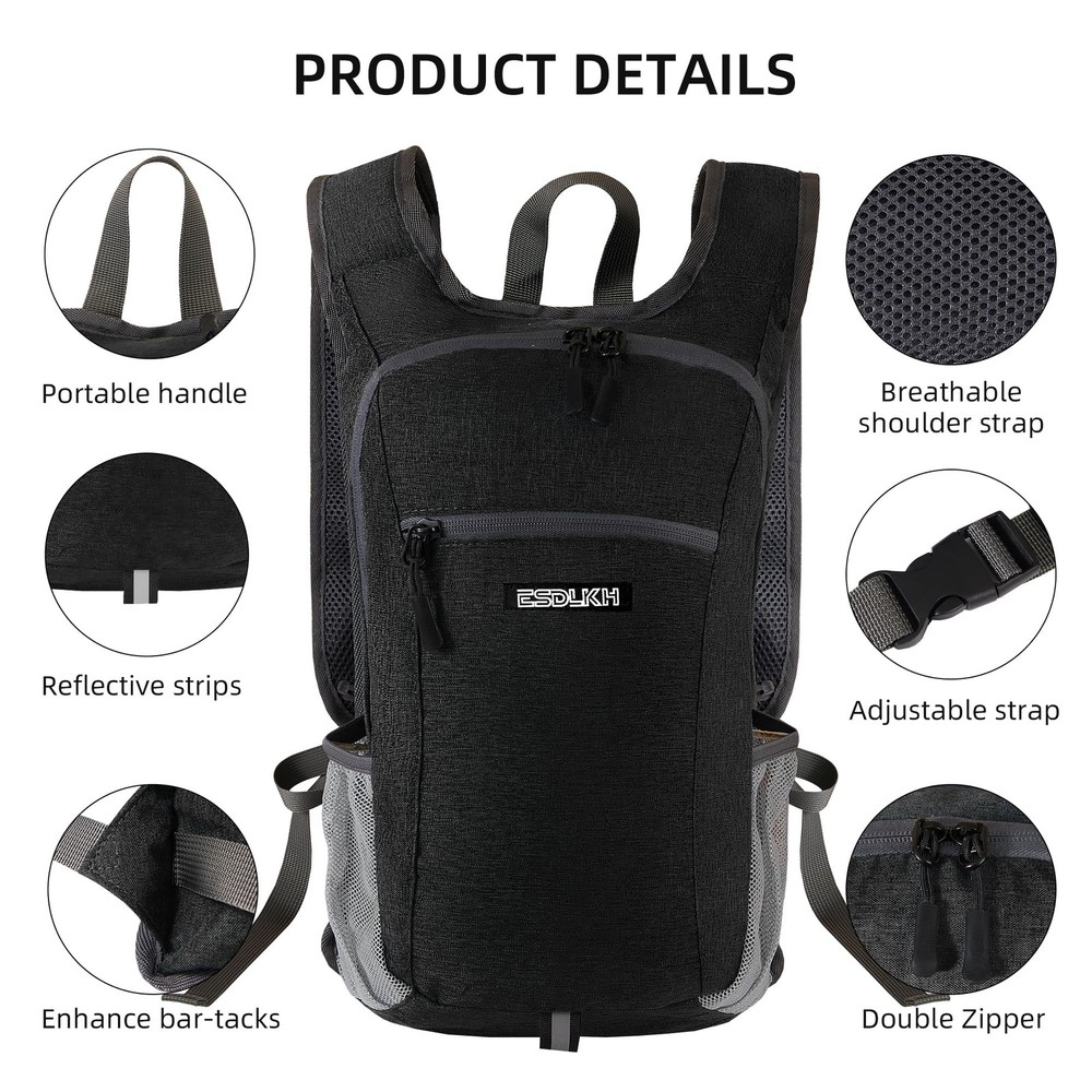 Small Hiking Backpack with Detachable Front Holder, Foldable Packable Back pa...