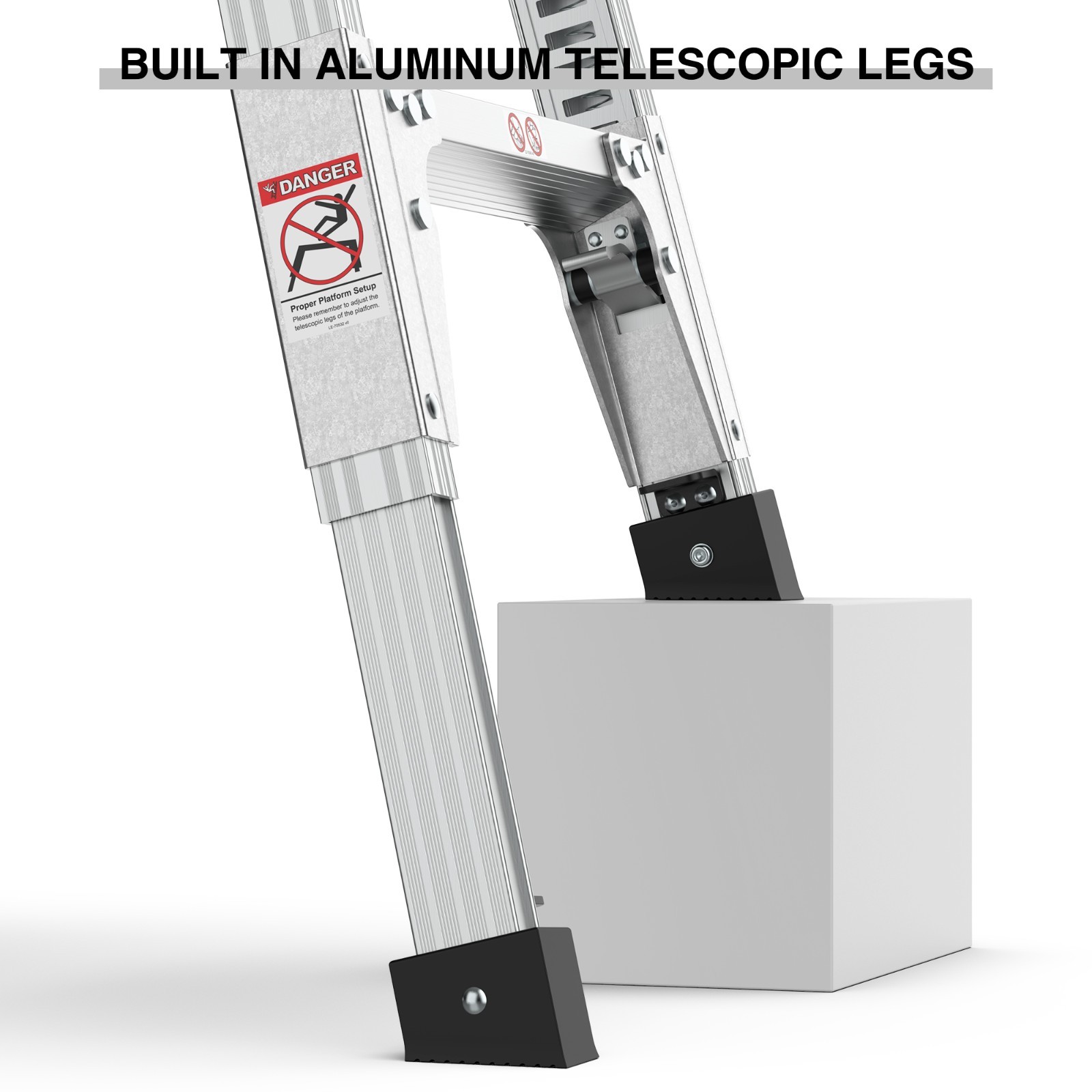 Adjustable Work Platform Ladder Aluminum Step Stool Portable Bench Folding