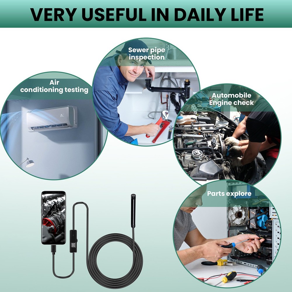 Direct Plug to Android PC Borescope Endoscope Snake Inspection Camera Waterproof