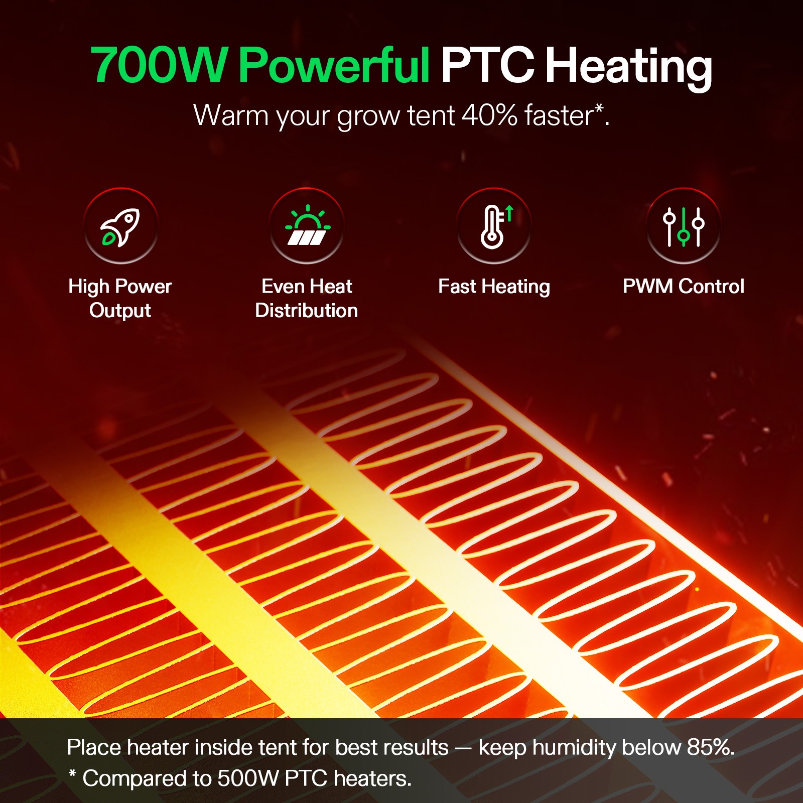 VIVOSUN 700W AeroFlux Smart Grow Tent Heater with VPD Sensor Probe APP Control