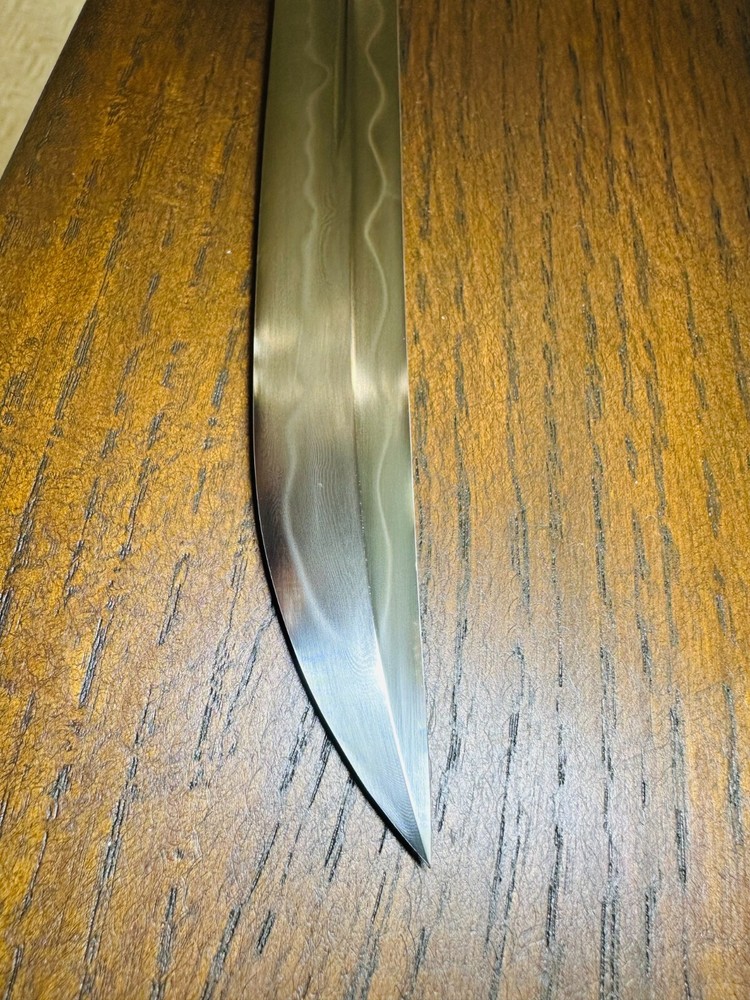 JKOO SWORD Custom made blade! Damascus folded double edge SHARP! DOUBLE HAMON!