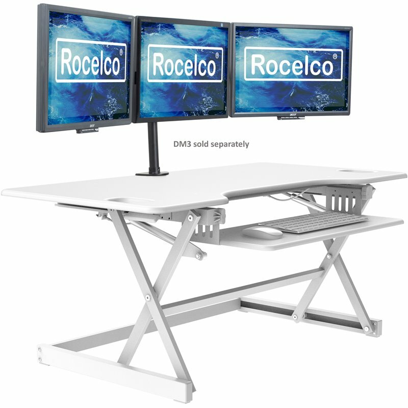 Rocelco 46" Large Height Adjustable Standing Desk Converter - White