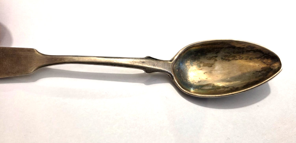 Antique Imperial Russian 84 Solid Silver Teaspoon Engraved Initials