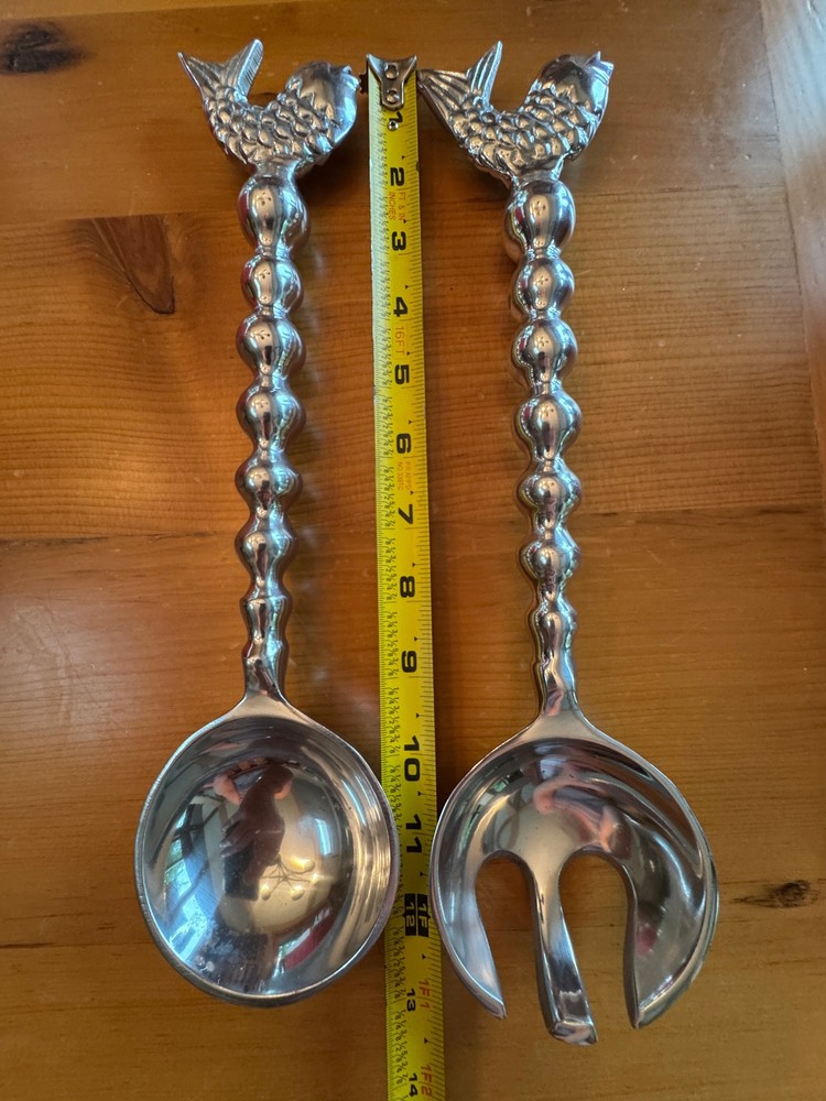 FISH Handle Vintage Serving Set Salad Servers, 13"