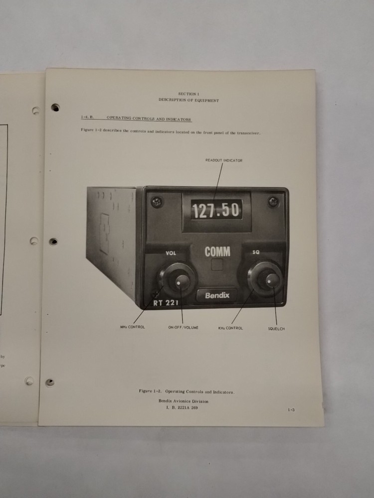 Bendix RT-221 Comm Receiver-Transmitter CNS-220 VHF Comm/Nav Maintenance Manual