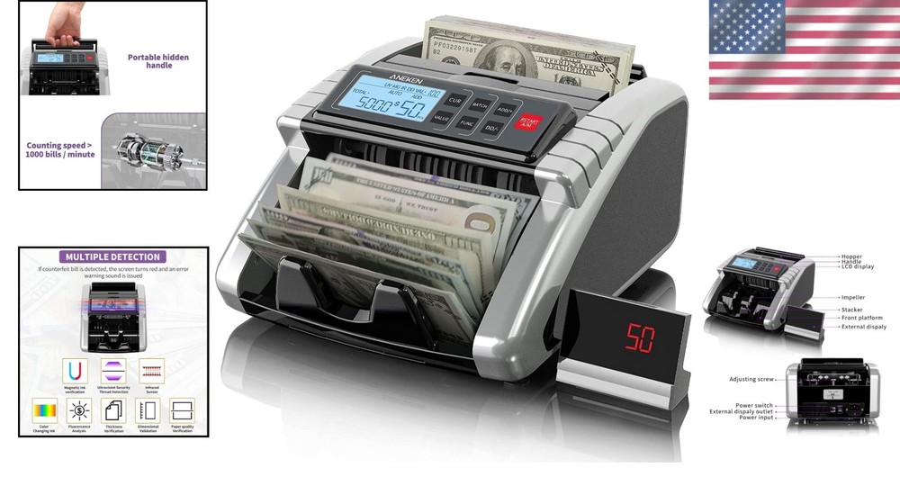 Professional Money Counter Value Count Detects All Counterfeits Add Batch