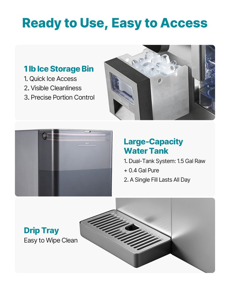 VEVOR Ice Maker Water Filter Dispenser 4-in-1 Countertop Multi-Function Machine