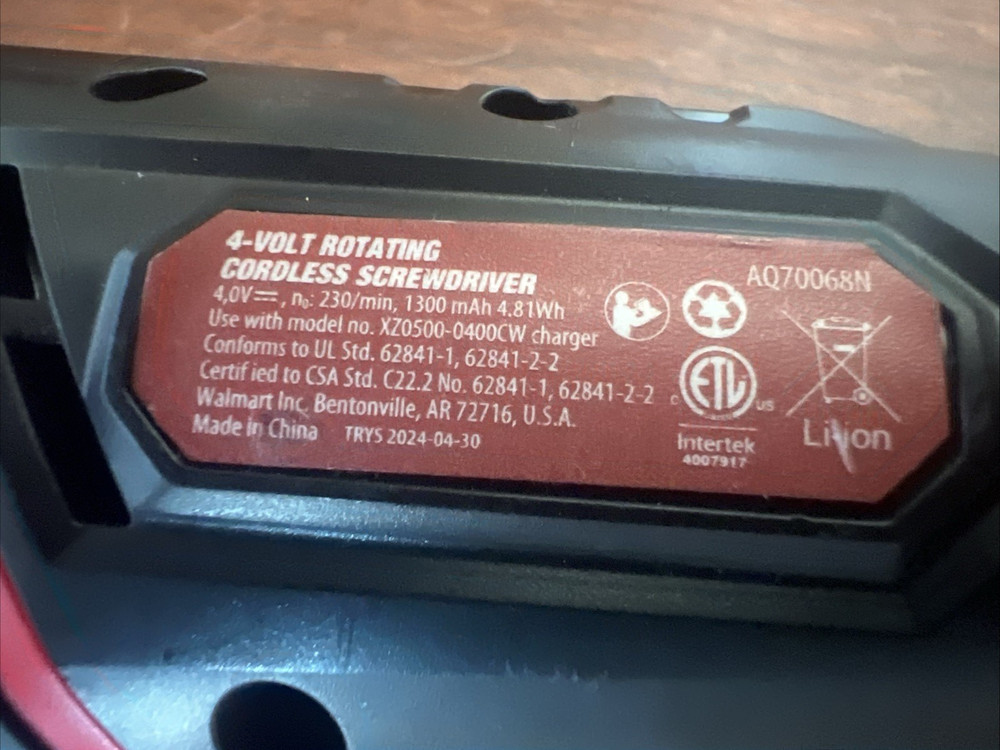 Hyper Tough 4-Volt Max Lithium-Ion Cordless Rotating Screwdriver, Tested working