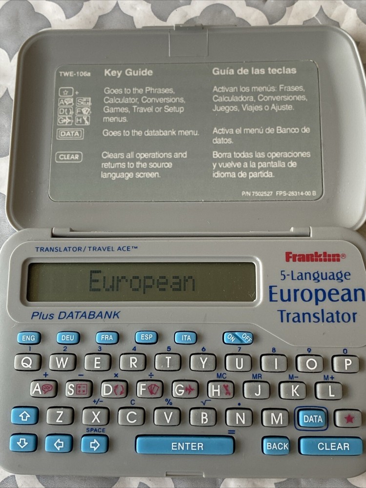 Franklin 5-Language European Translator Plus DataBank TWE-106a Euc 1998