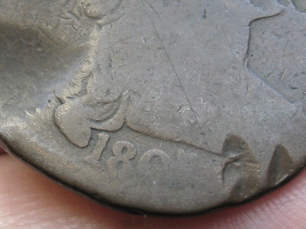 1807 Draped Bust Large Cent Penny- Rotated Reverse Die Mint Error