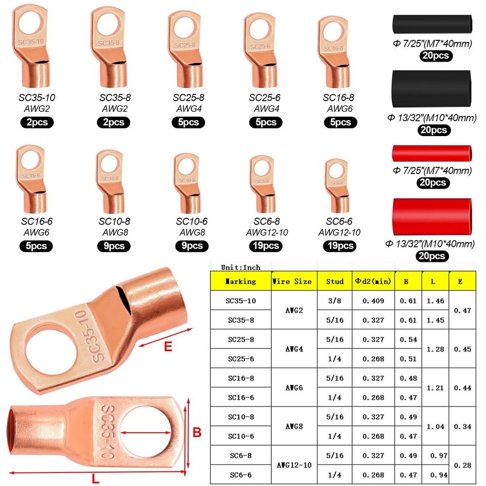 Taiss 160PCS Battery Cable kit+ Crimper Tool, Tool