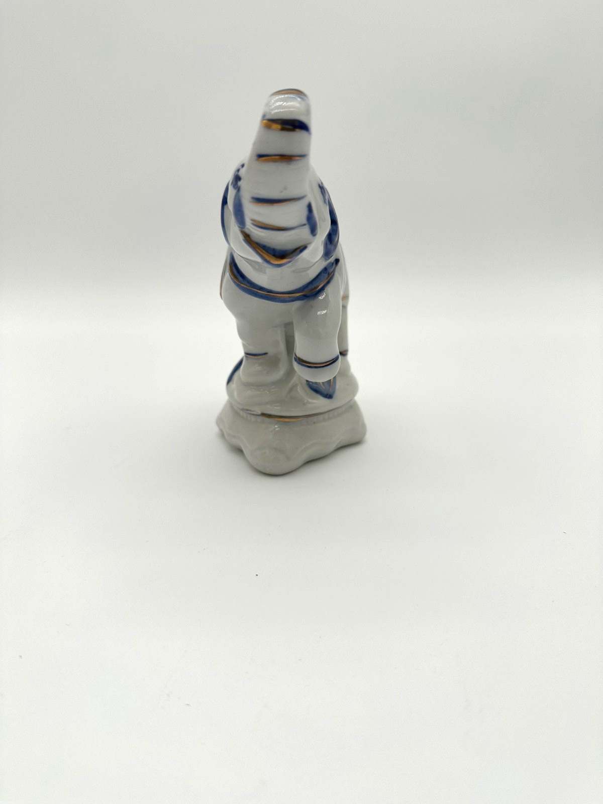 Vintage Elephant Delft Style White With Blue & Gold Accents