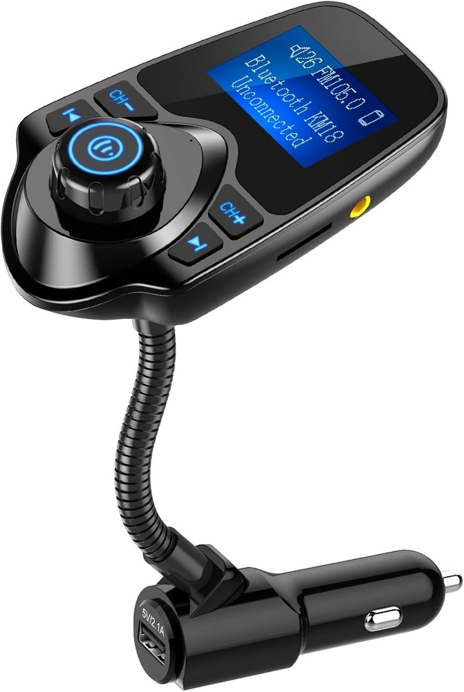 Nulaxy KM18 Bluetooth 5.4 Car Adapter with 1.44" Clear Display & Flexible
