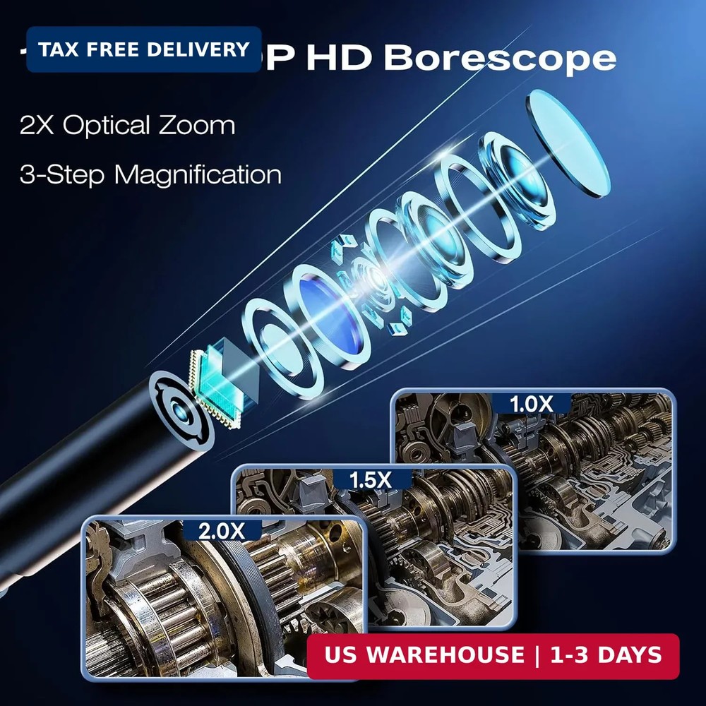 Endoscope Camera with Light, 1920P HD Borescope Inspection Camera with 4.3" IPS