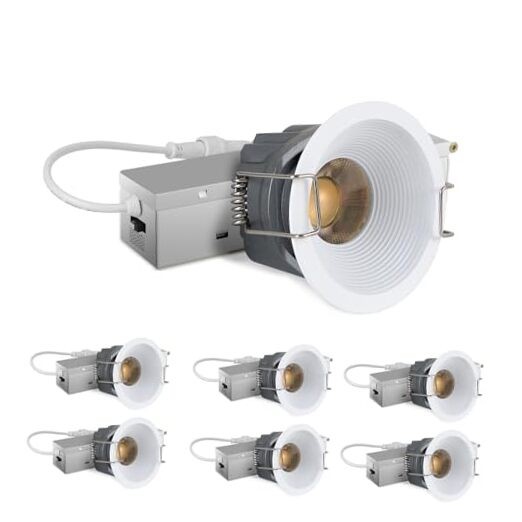 2 Inch 5CCT LED Recessed Ceiling Light with Junction Box, 6 Pack White