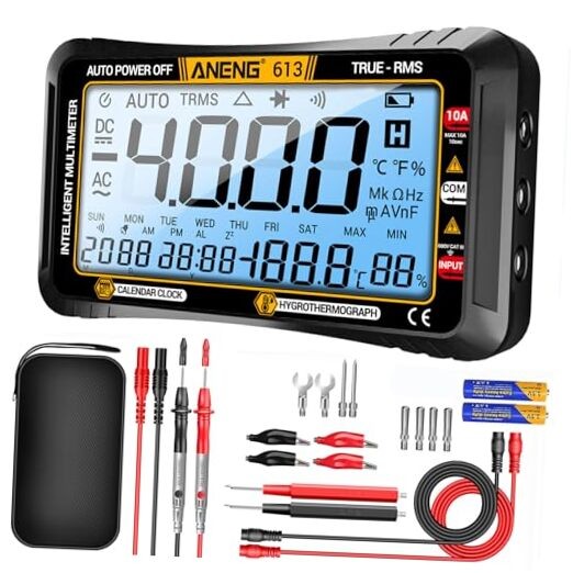Digital Multimeter Tester,4000 Counts Voltage 613 Black Large Screen