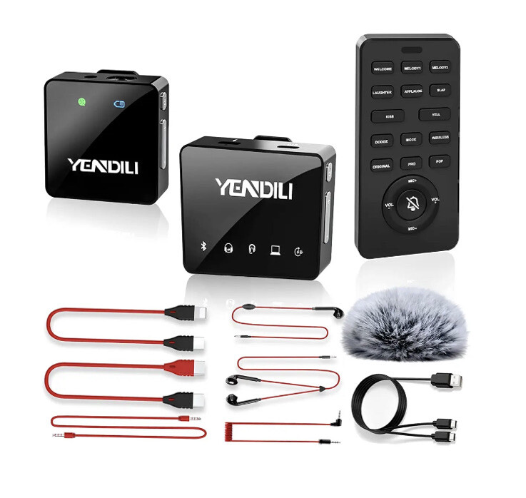 YENDILI Wireless Lavalier Microphone for iPhone Android 2.4G Mini Lapel Mic