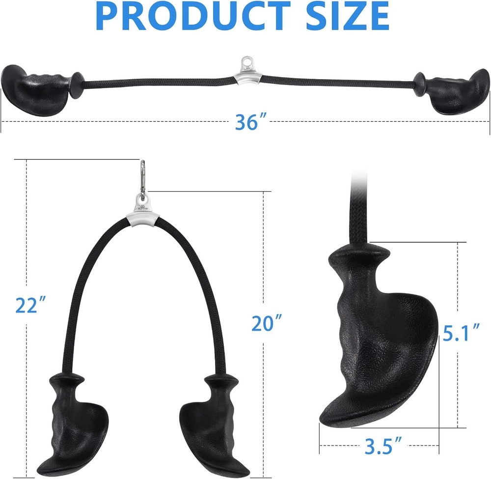 Tricep Rope with Ergonomic Handles, 36 Inch Tricep Pull Down RopeCable Machine