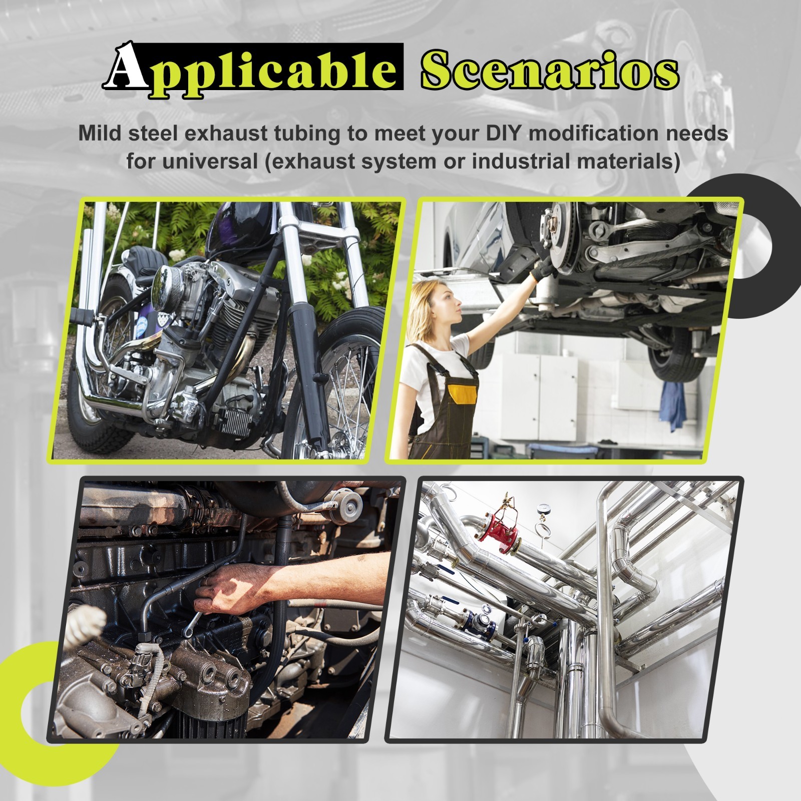 Universal 3" Custom Exhaust Tubing Mandrel Bend Pipe Straight U-Bend Kit 8Pieces