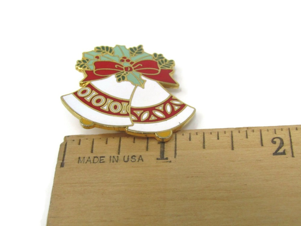Christmas Pin Double Bells Vintage